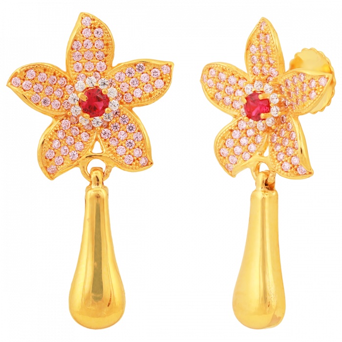 NIRALI  AABI JEWELS 22KT  BIS HALLMARK GOLD GEMSTONE EARRINGS FO