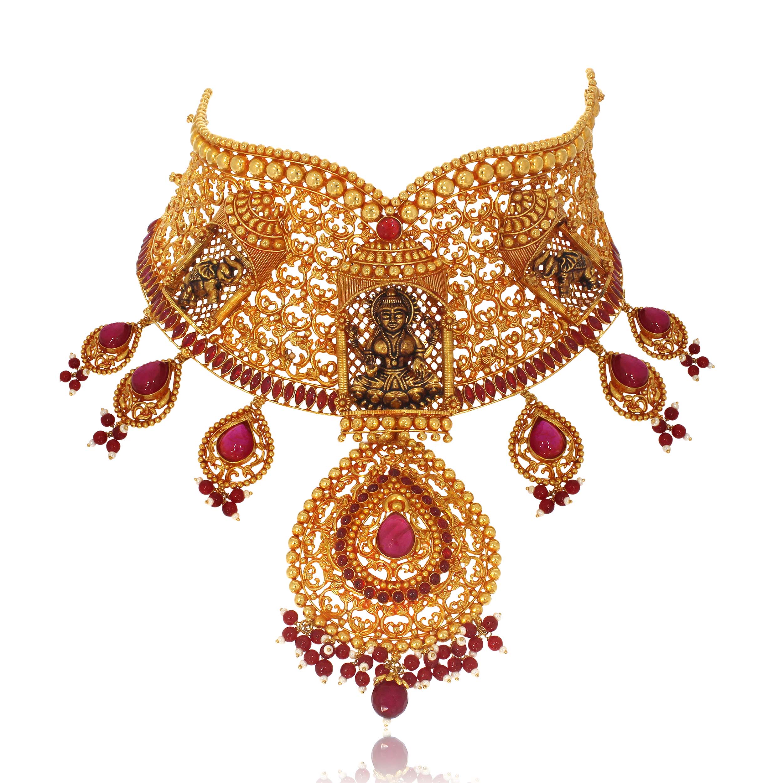 MANU  AABI JEWELS 22CT  BIS HALLMARK GEMSTONE GOLD NECKLACE  FOR