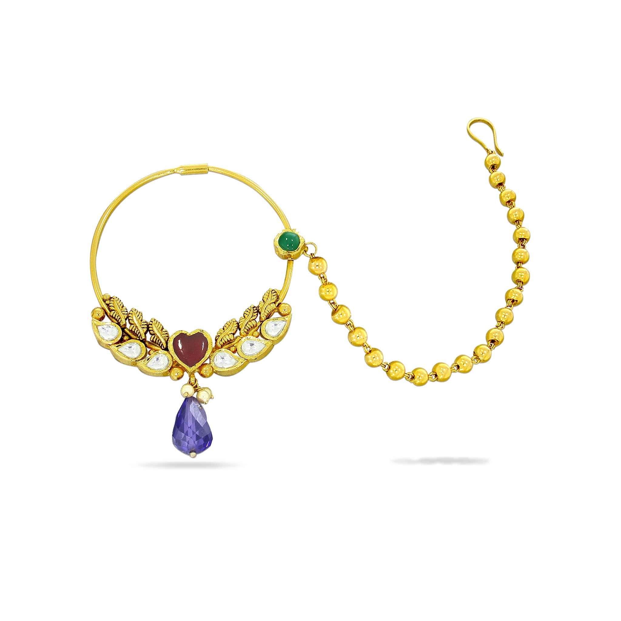 MANU AABI JEWELS 22CT  BIS HALLMARK GOLD  NOSE PIN BESAR   FOR  