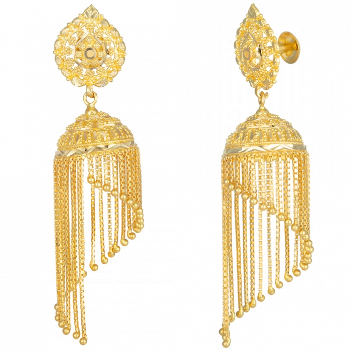 SYAD AABI JEWELS 22KT  BIS HALLMARK GOLD JEWELRY JHUMKA FOR  WOM